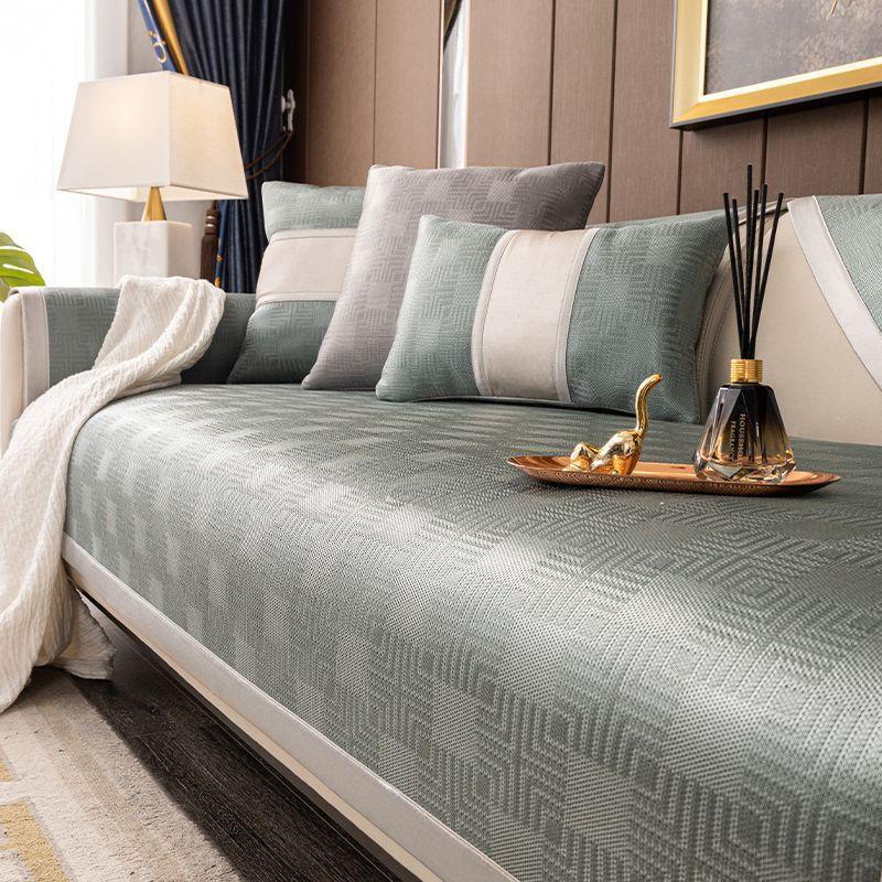 Gray Light Luxury Ice Silk Sofa Cushion, Summer And Summer Mat Cushion, Simple Modern High-End Non-Slip Leather Sofa Cover