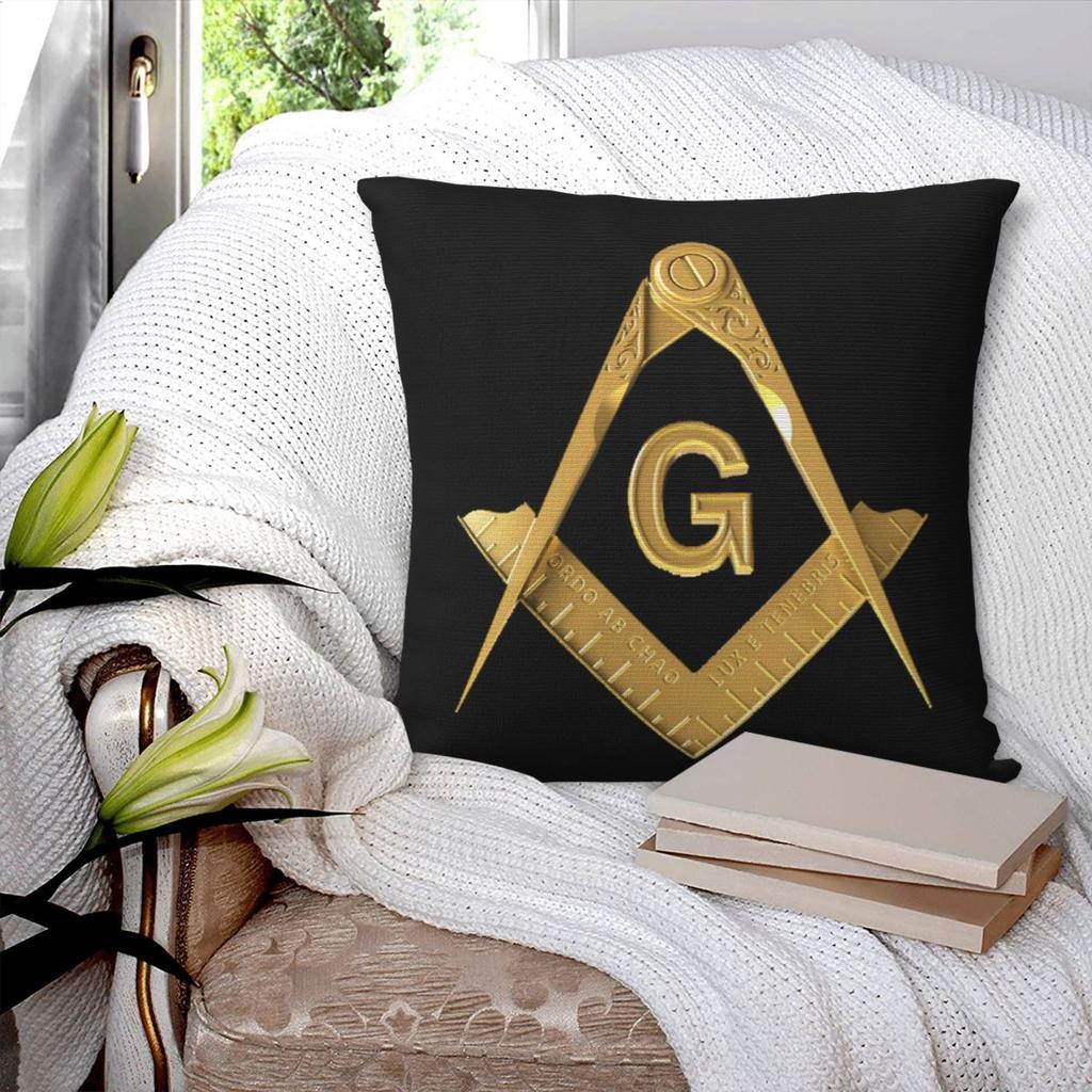 Freimaurer Freimaurer () Quadratischer Kissenbezug Kissenhülle Polyester Kissen Reißverschluss Dekorativ Komfort Wurfkissen für Zuhause Wohnzimmer