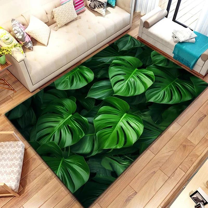 Green Tropical Leaf Carpet for Living Room Home Decor Sofa Table Large Area Rugs Lounge Anti-slip Floor Mat Children's Room Mat