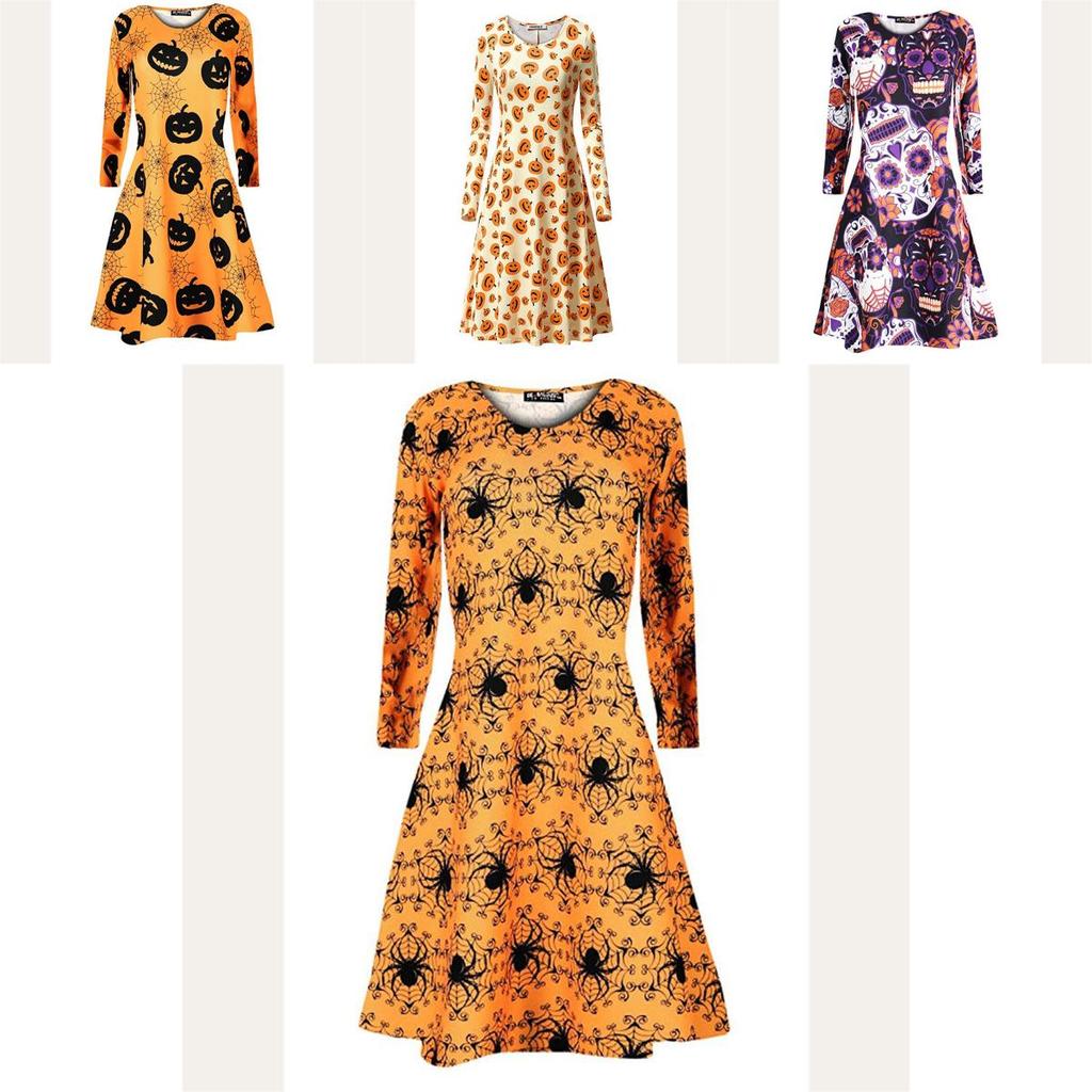 Premium Quality Womens Vampire Horror Blood Halloween Costume Flared Swing Dress