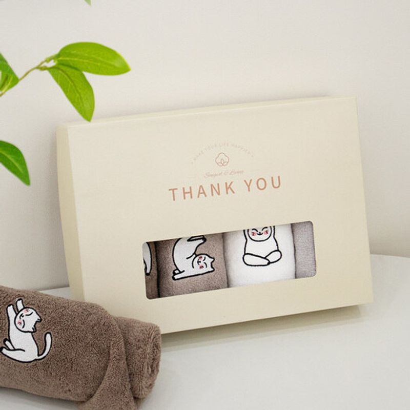 Songwol Towel Yoga Cat Hotel Towel 150g 4-piece Set