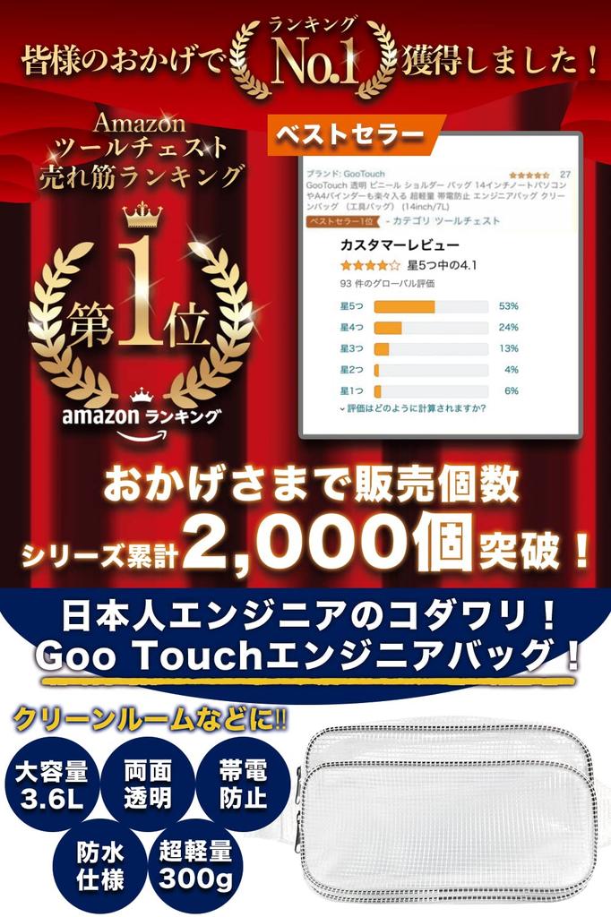 GooTouch Engineer Bag Waist Bag M Size X 16 X W Pocket Transparent Waist Bag Clean Room Bag for Work Antistatic Transparent (26 10)