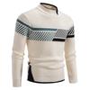 Men's Autumn and Winter Loose Contrasting Color Splicing Pullover Sweater Warm and Breathable Knitted Sweater
