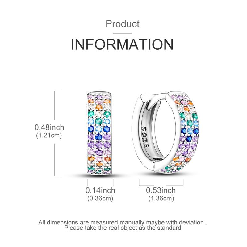 925 Silver Earrings Sparking Colorful Zirconia Hoop Earrings For Women Girls Party Anniversary Jewelry Gifts