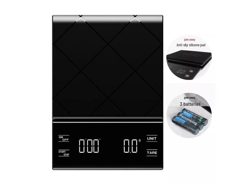 

Rechargeable LED Pour-over Coffee Scale with Timer for Baristas, Weighs Up to 3000g, Perfect for Italian Single Origin Brewing