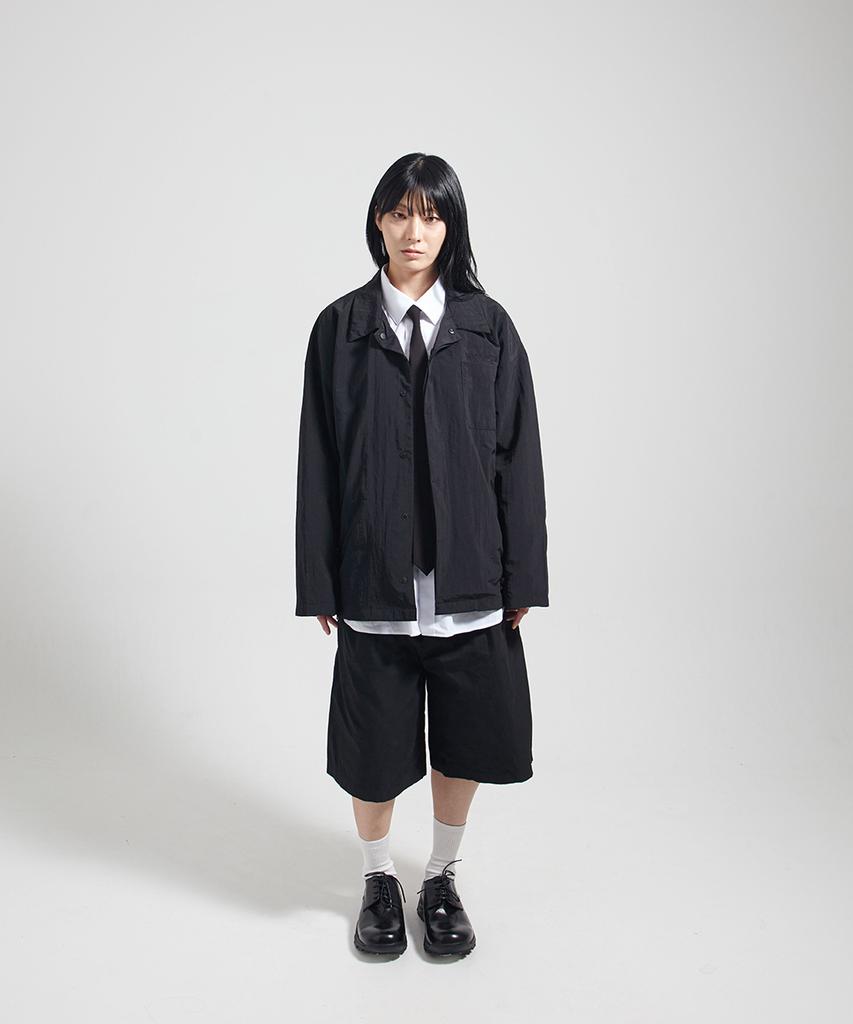 Thanks Messia Hidden Shirt Jacket-Black
