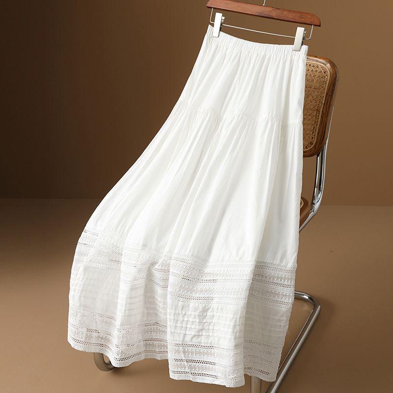 

Осень 2025 г. Женская юбка А-силуэта с высокой талией, французский стиль, с кружевной отделкой 4XL (Recommended 165-180 lbs) белый