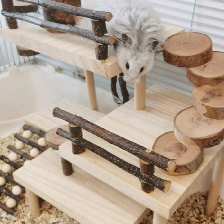 Wooden Hamster Toy Platform Cage Toy Accessories for Other Small Animals