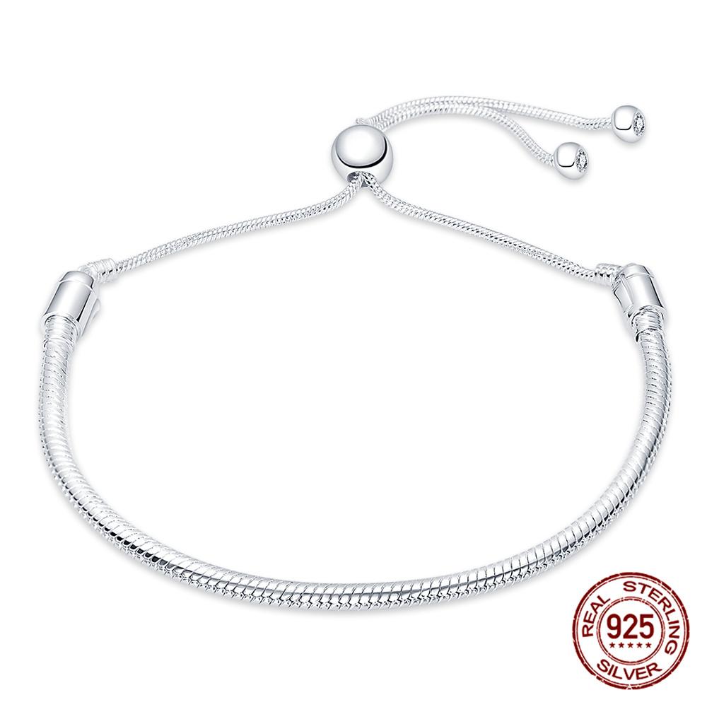 

Original 100% 925 Silver Sparkling Pave Tennis Lucky Symbol Pink Flower Women s Bracelet Fit Anniversary Birthday Gift