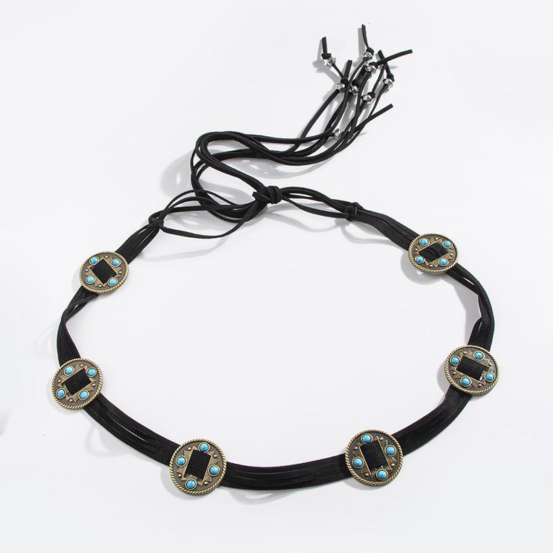 

Новые бусины в западном стиле Винтажные аксессуары Пояс Круглый Бохо Бирюзовый Женский Пояс-веревка для талии