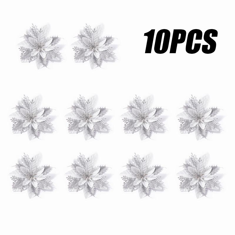 20PCS Four Color Flowers Christmas Flower Christmas Tree Decorations Christmas Wreath Decoration Christmas Decorations