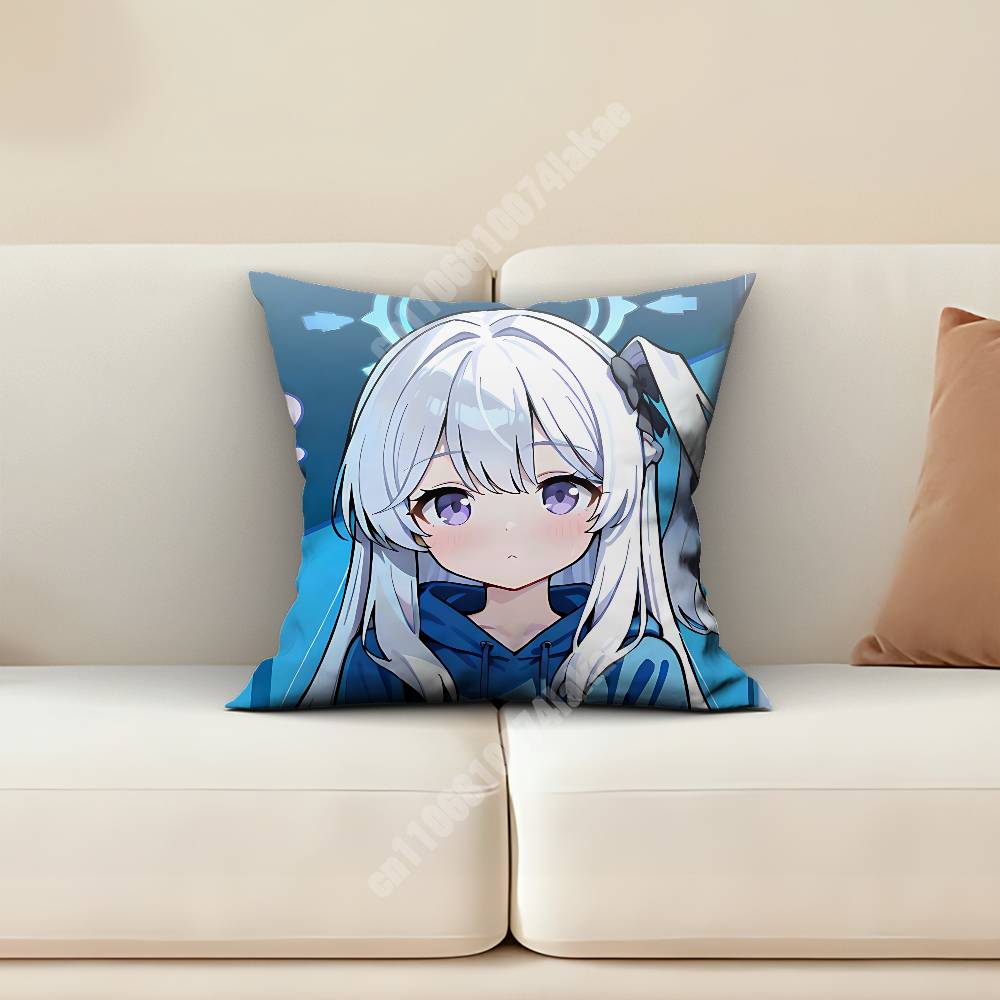 Blue Archive Tsukiyuki Miyako Pillow Cover Sofa Couch Cushion Case Home Living Room Decoration