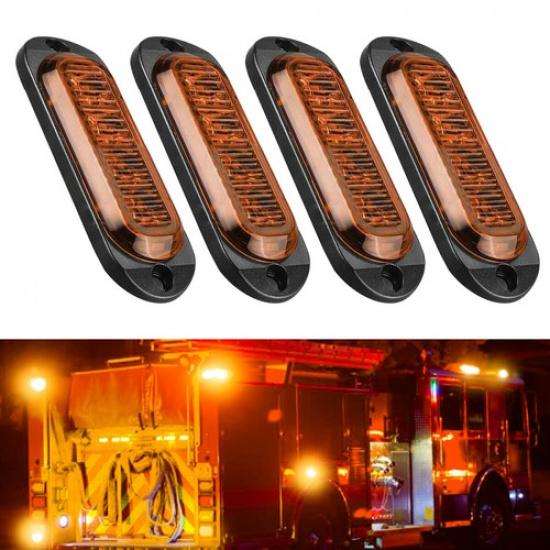4X 4-LED Side Marker Amber Lights Clearance Light Truck Trailer RV Waterproof EA