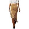 Vintage Western Style Irregular Design Solid Color Midi Skirt