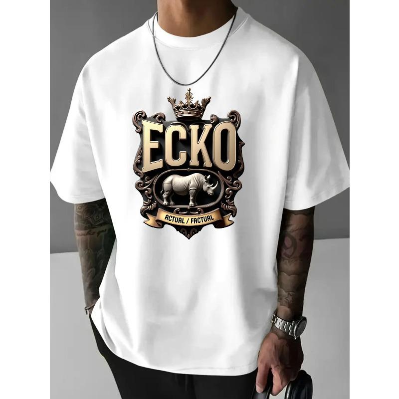 

Европейские размеры Уникальный дизайн с иллюстрацией носорога Баннер - Модная повседневная мужская футболка с коротким рукавом для ежедневной носки и стильных выходов S белый