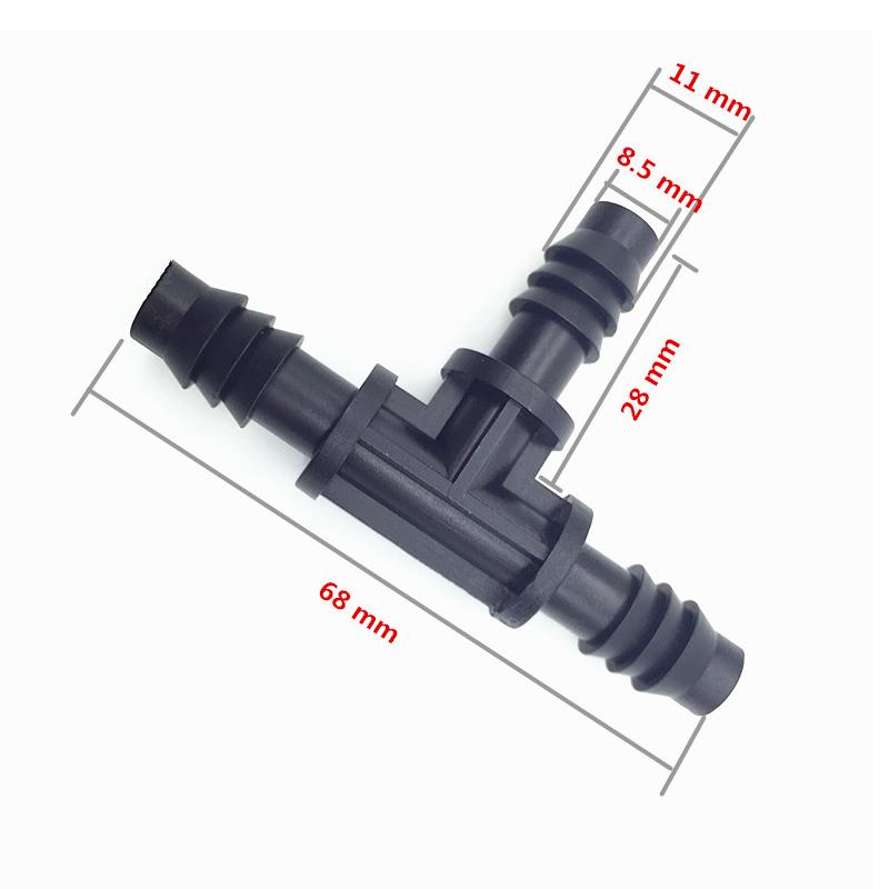 Connecteur Barb en T de 3/8 pouce pour Irrigation de Jardin Tuyau de 8 mm/11 mm Séparateur de Tuyau d'Arrosage Automatique 10 pièces