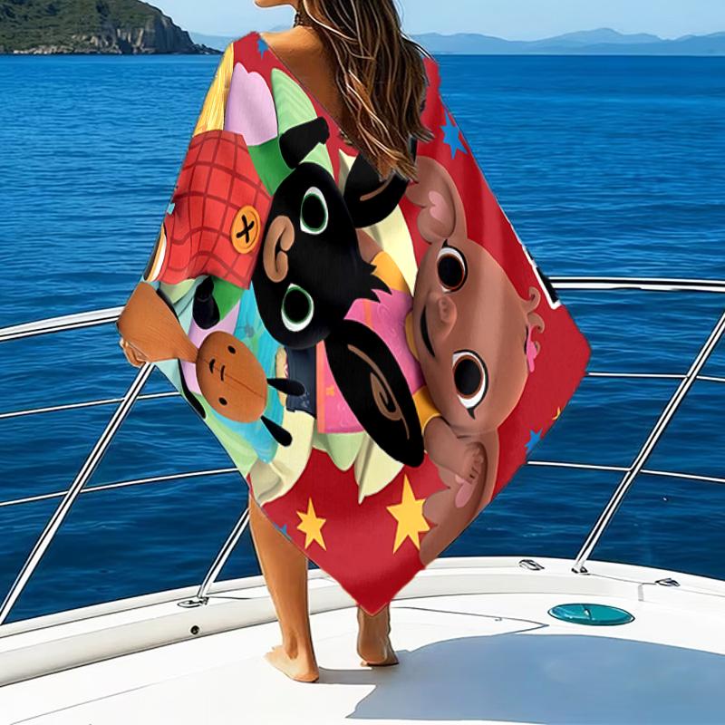1pc Bing Bunny1 Beach Towel with Custom Name, Beach/Swimming/Bath/Picnic/Camping Towel, Suitable for Seaside Beaches