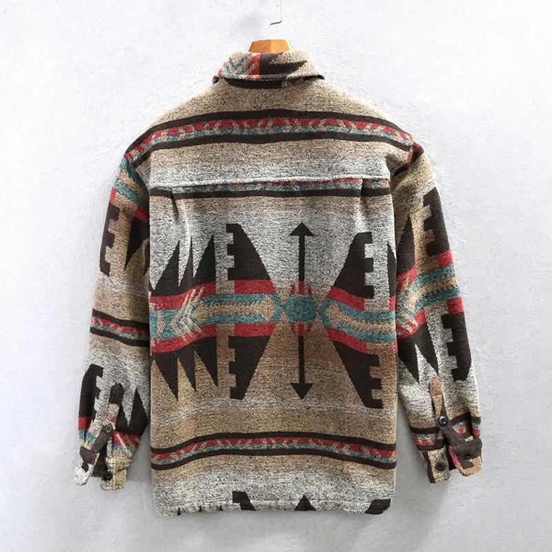 Autumn Winter American Retro Wool Y2K Shirt Men's Long-sleeved Tops Thickened Fashion Brand Loose Versatile Casual Shirt Jacket