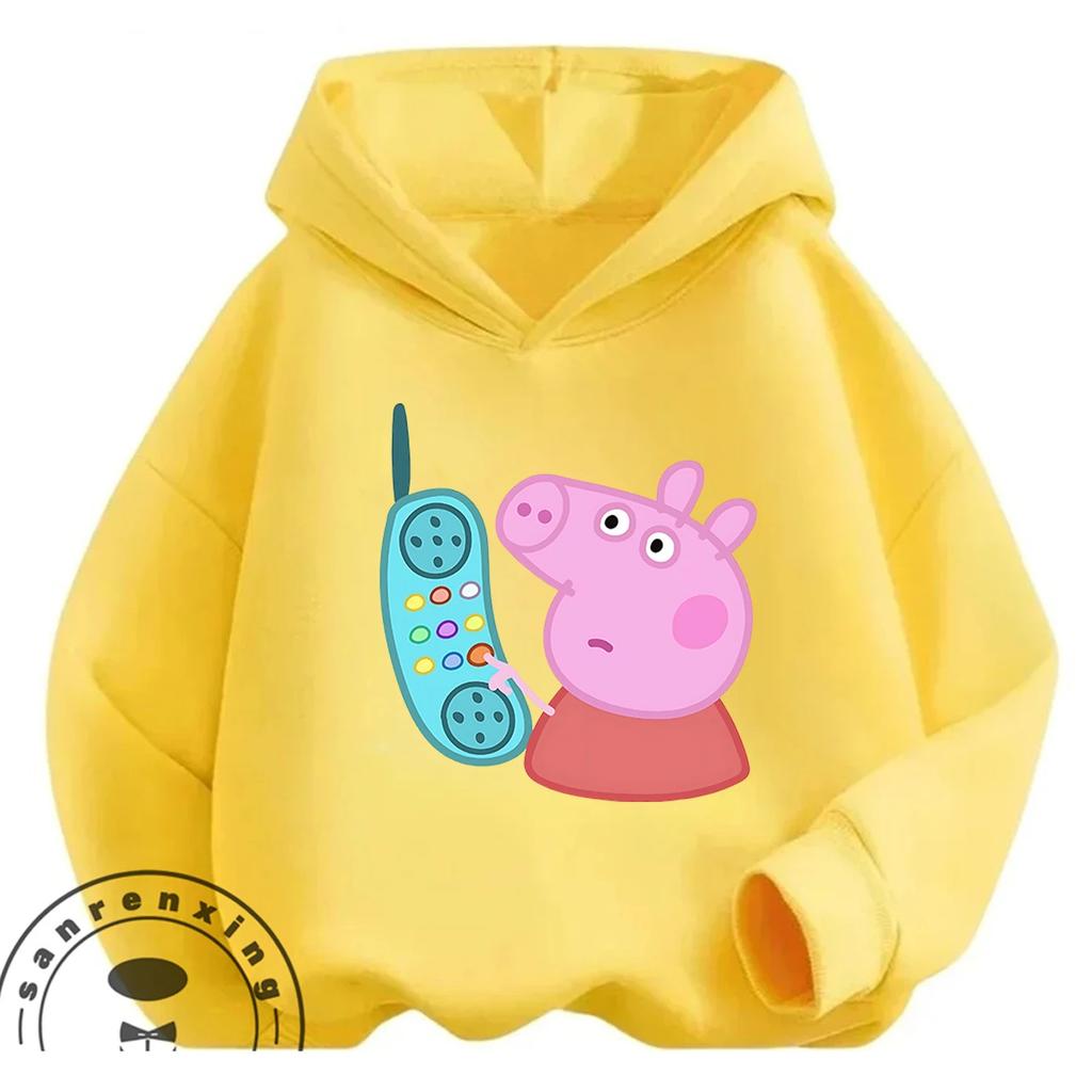 Autumn Winter Casual Youth Hoodie Cute Kawaii Cartoon Graphic Hooded Kids Tops Peppa Pig Boys Girls 3 14