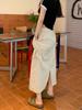 Chic Drawstring Pocket Design Cargo Skirt Women Summer Retro High Waist Gyaru Split Long Skirts Harajuku Fashion Streetwear New