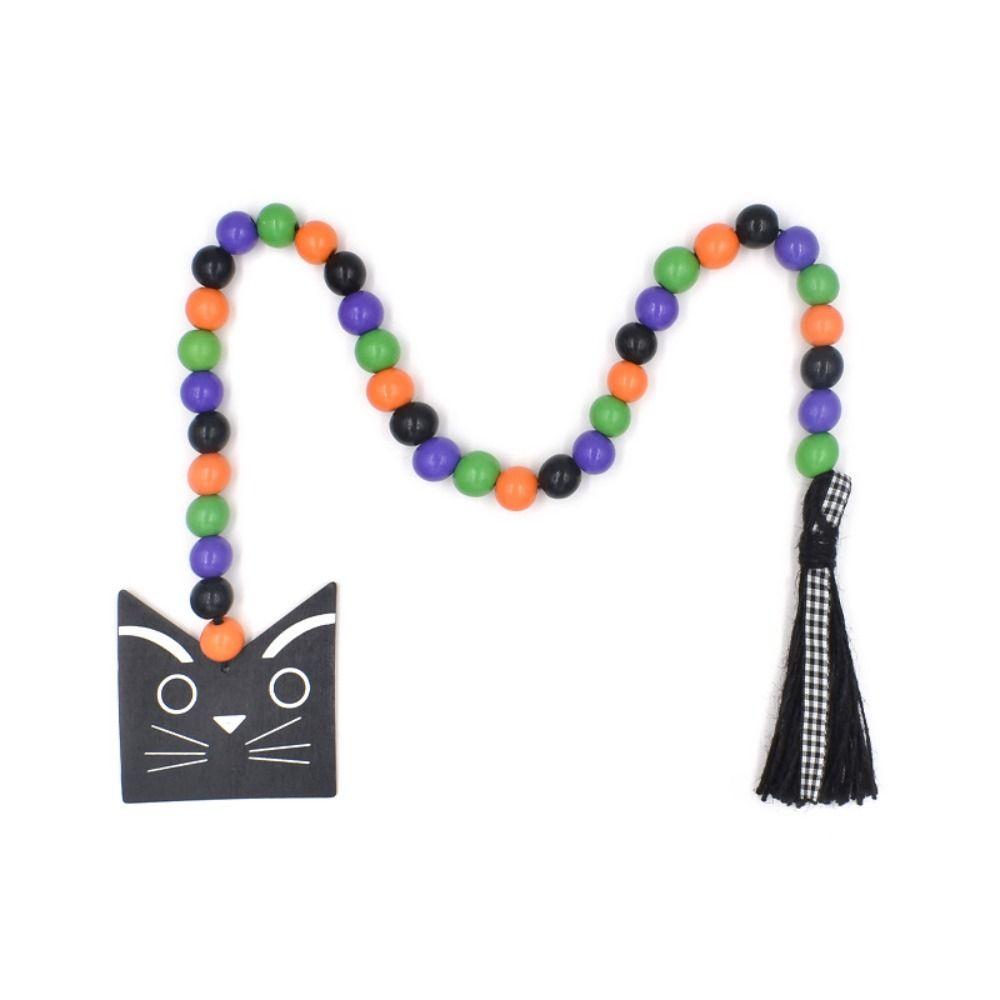 Pumpkin Black Cat Halloween Wooden Bead Garland Halloween Bead String  Bracelet Making Accessory