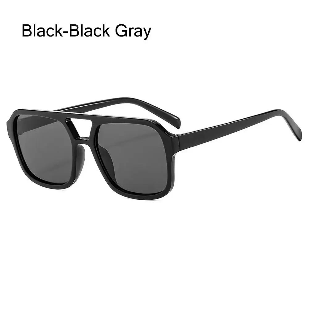 Vintage Retro Square Sunglasses Unisex Stylish Big Frame Sun Eyeglasses Ins Style Shades Sunglasses Fashionable Black Color Frame Shades