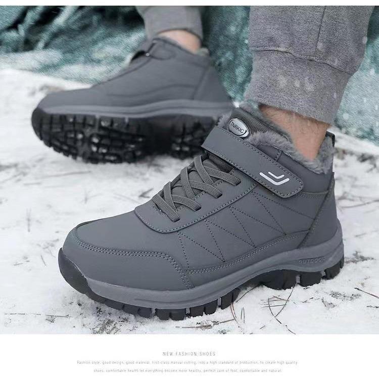 Winter new men's cotton shoes piled thickened non-slip outdoor snow shoes lace-up high-top warm middle-aged and elderly cotton shoes