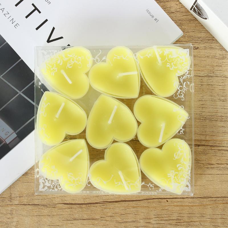 9Pcs/set Heart-shaped Candles Romantic Qixi Festival Valentine's Day Tea Wax Marriage Proposal