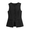 Women 's Button Down Waistcoat Vest Sleeveless Round Neck Solid Color Slim Fit Tops Dressy Suit Vest