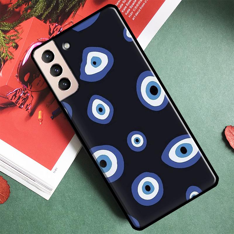 Lucky Eye Blue Evil Eye Print Phone Case For Samsung Galaxy S24 Ultra S9 S10 S20 S21 S22 S23 S25 Plus S24 FE Back Cover