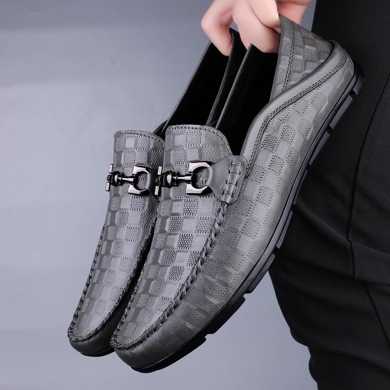 Genuine Leather Mens Loafers Dual-Purpose Casual Shoes Moccasins Classic Slip On Flats Male Driving Footwear Half Drag Slippers