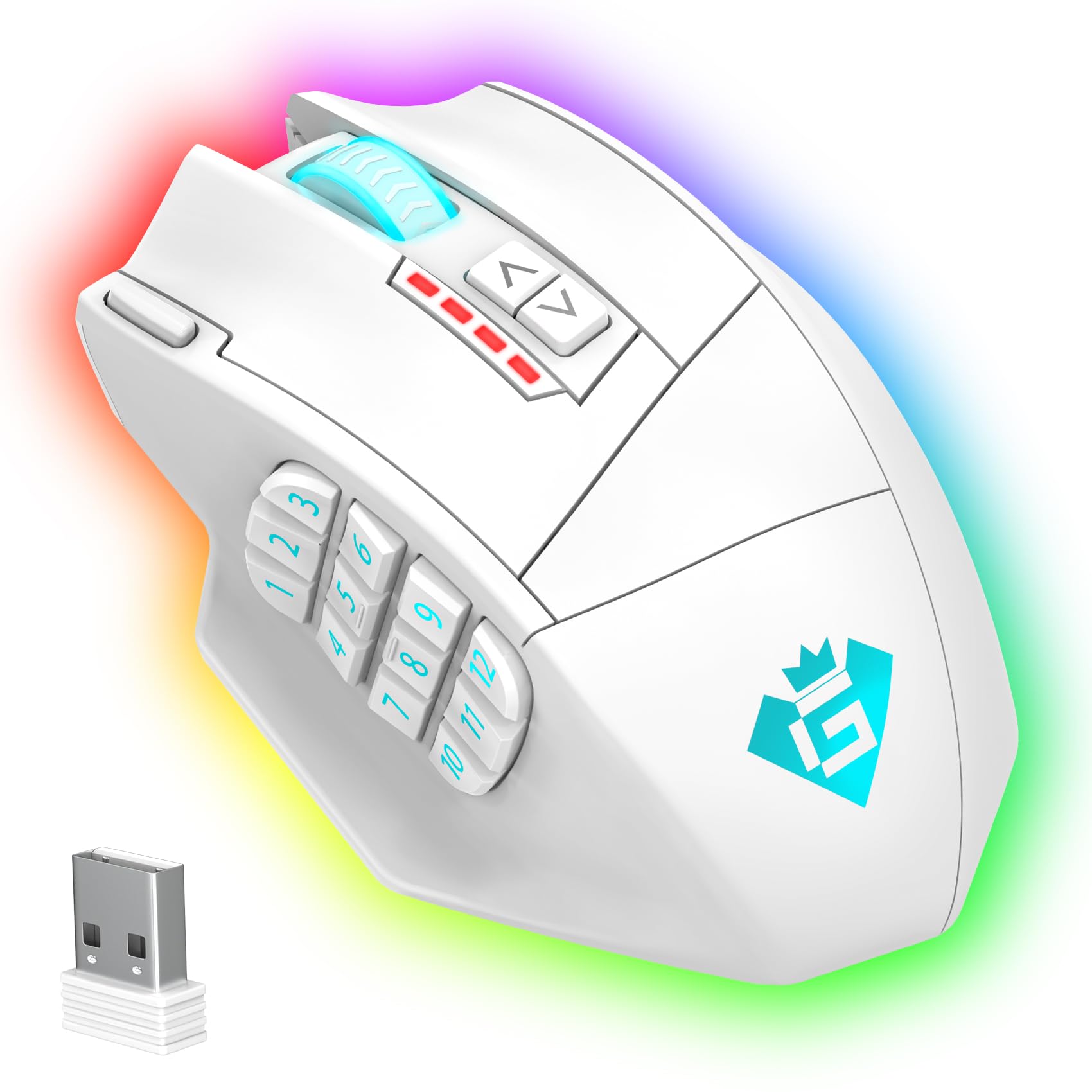 

MMO Wireless Gaming 16000 RGB Rechargeable Gaming Mouse with 16 Programmable for Mouse, DPI, Backlit, Type-C Multi-Buttons, Buttons,
