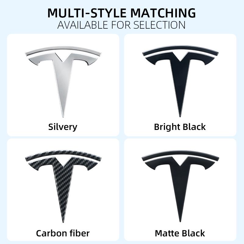 ZQEZ5 Tesla Car Front Emblem Rear Trunk Emblem Sticke for Model 3 Mode Y metal logo replacement rear and rear logos blackening
