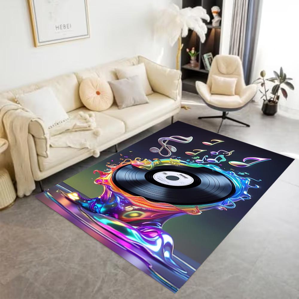 1pc music notes vinyl records and cassettes rug home carpet design for office decor gift living room bedroom