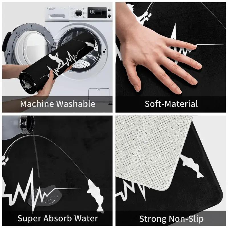 Fishing Heartbeat Doormat Anti-Slip Bathroom Kitchen Mat Toilet Floor Door Entrance Carpet Rug