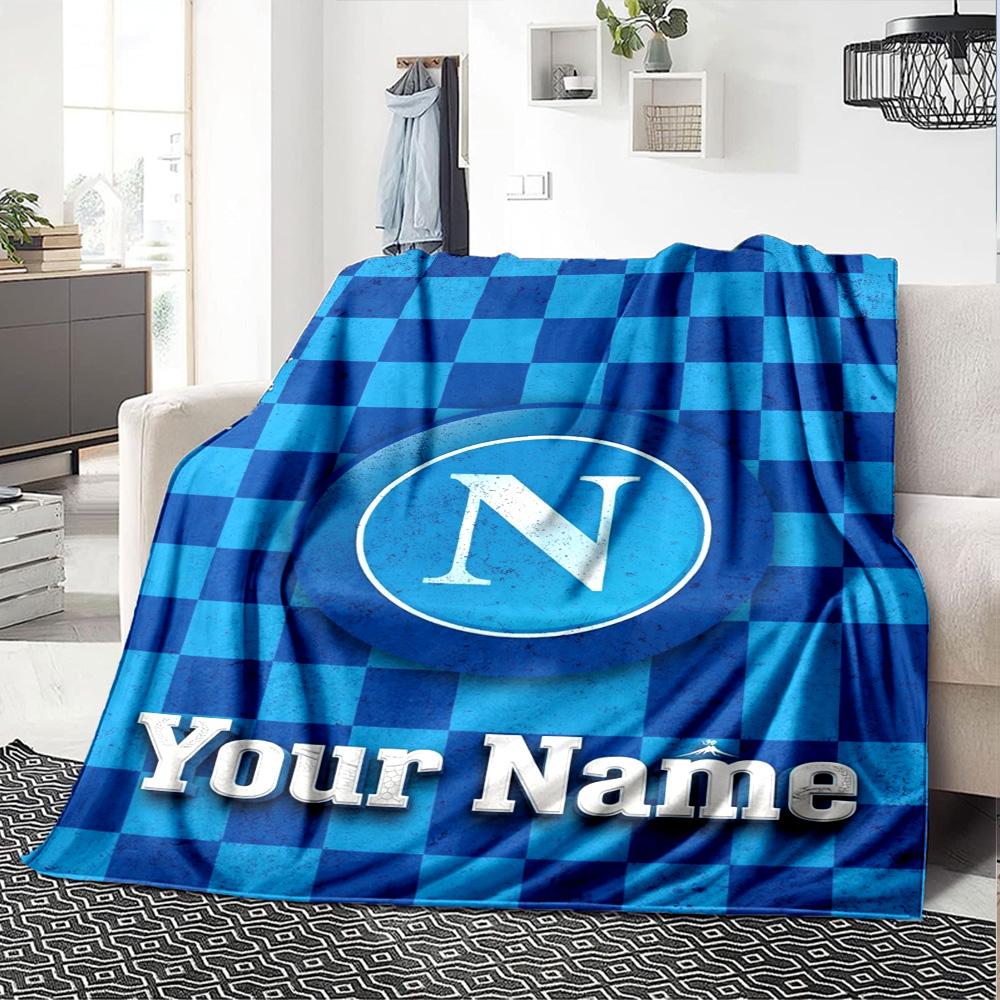 Name Custom SSC Napoli Logo Print Flannel Blanket High Quality Warm Comfortable Cover for All Seasons Perfect for Gifts Home Decor