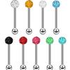 New Stainless Steel Tongue Barbell with Colored Diamond Ball Jewelry