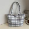 Canvas Bag Summer Fashion Plaid Handbag Light Travel Large Capacity Shoulder Bag Women