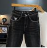 Men's Wear-Resistant Fleece-Lined Straight-Leg Stretch Slim-Fit Trendy Jeans