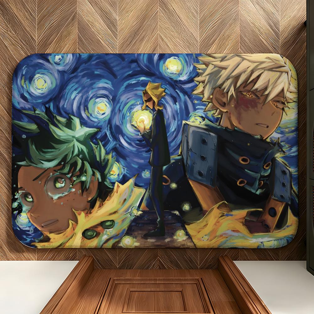 anime M-My Hero A-Academia Floor Mat Soft Flannel Floor Mat Suitable for Entryways, Living Rooms, Bedrooms, and Bathrooms