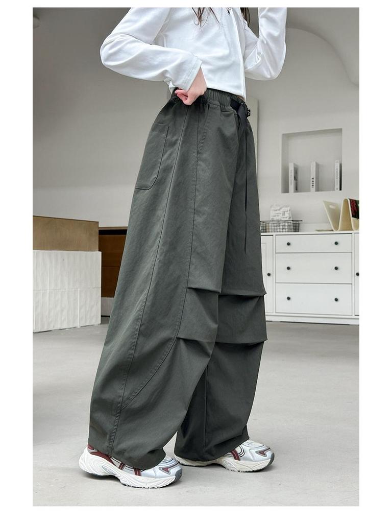 Girls' Casual Loose Cargo Pants - Spring/Autumn Fashionable Trousers for Big Girls
