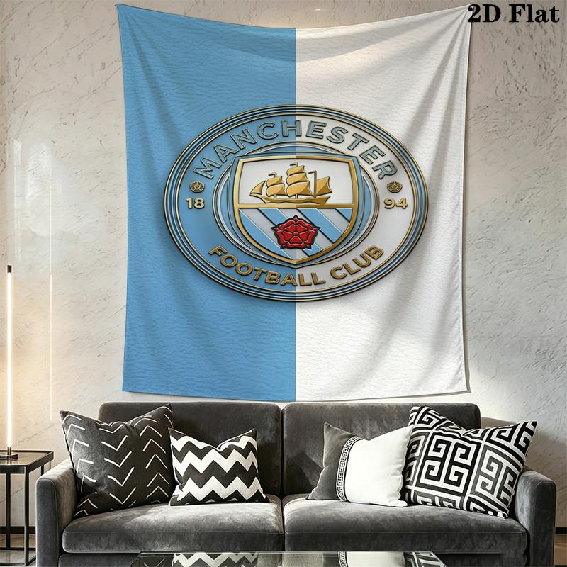 Manchester Football Club Logo Tapestry Fashion Print Background Cloth Background Wall Hanging Cloth Homestay Soft Decoration Tapestry Work Of Art