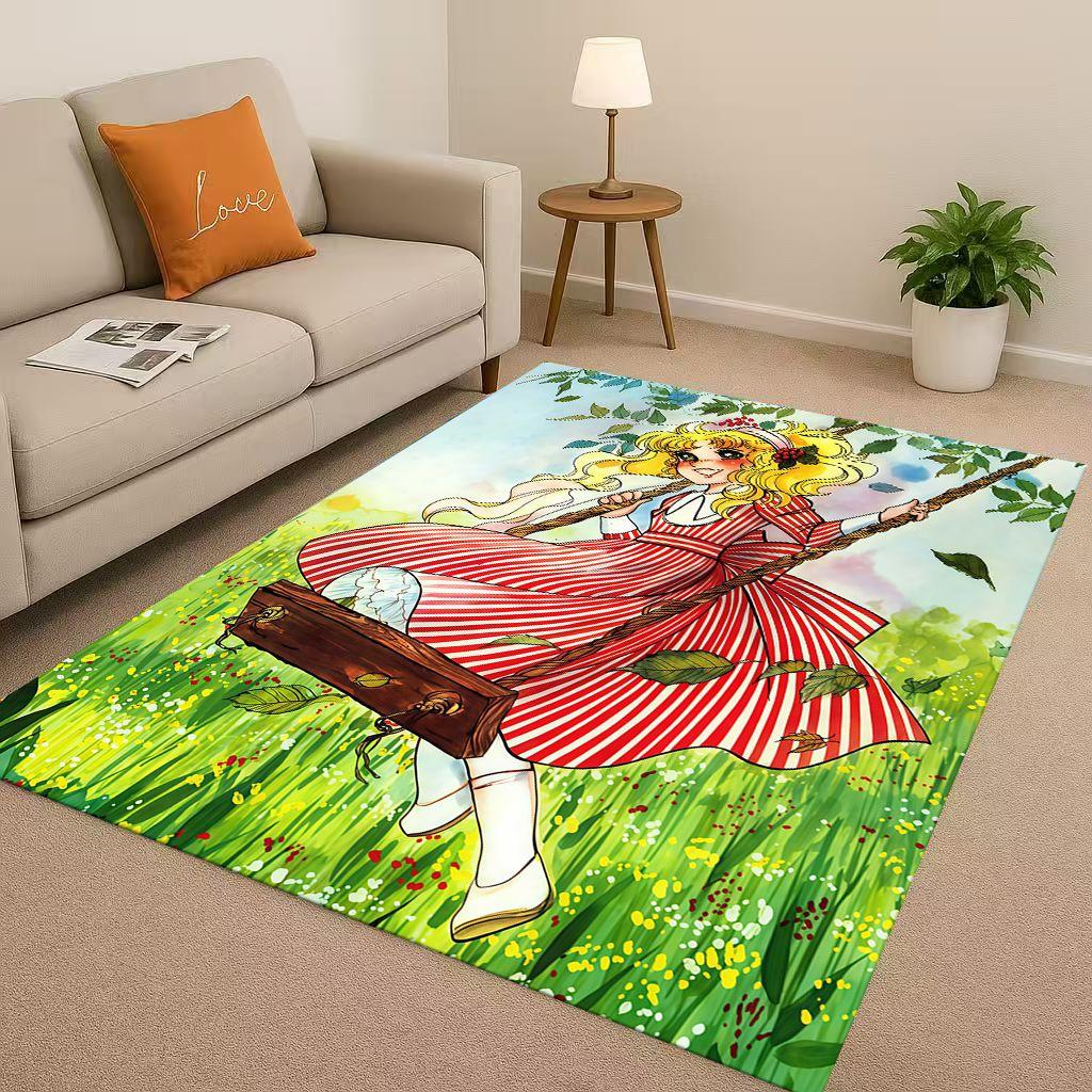 Cartoon Candy Candy Sweet Girl Anime Room Non Slip Area Rug Soft Carpet for Bedroom Playroom Sofa,Easy Clean Home Decor Doormat