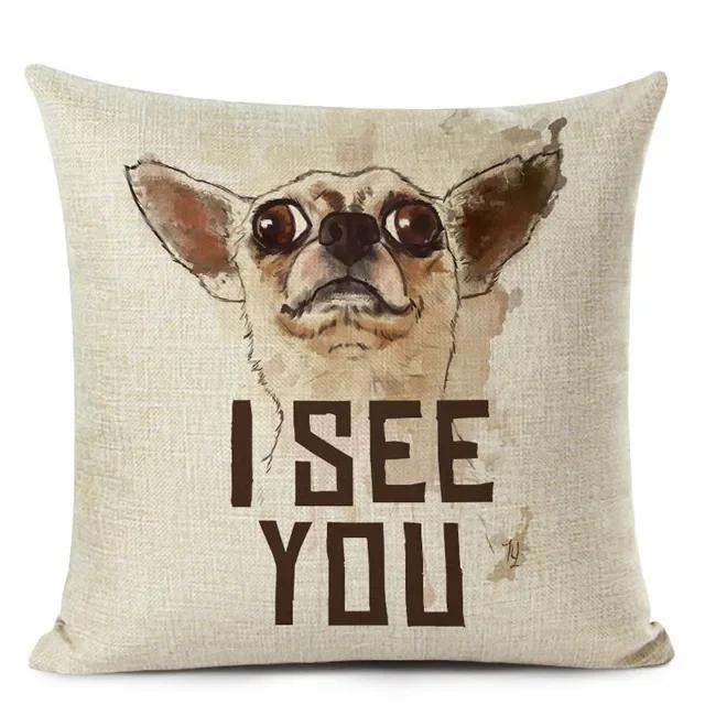 Dekoracyjna poszewka na poduszkę w stylu kreskówkowym z uroczym mopsikiem i buldogiem francuskim, drukowana poszewka na poduszkę do dekoracji domu, sofy