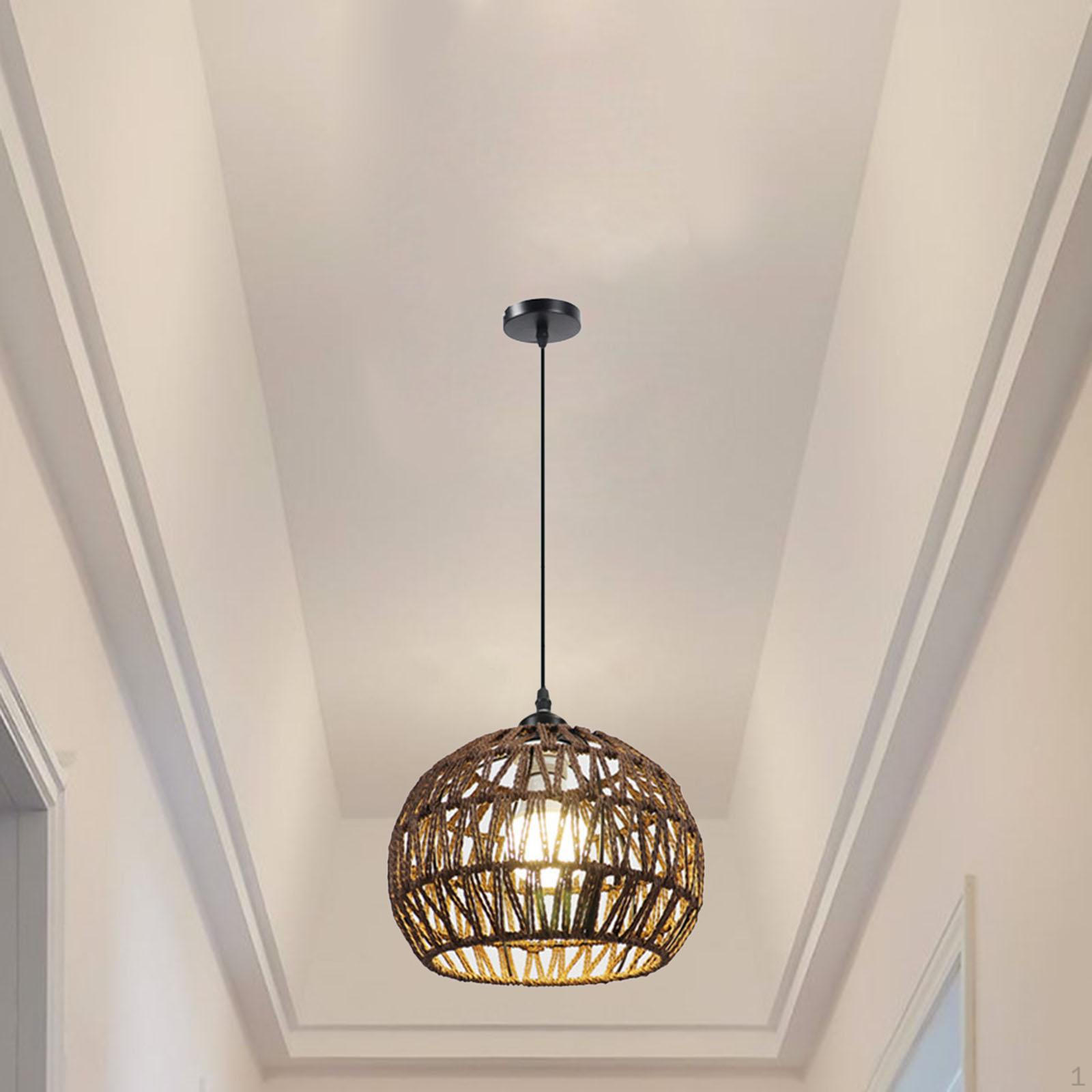 Подвесной светильник, Плетеный абажур, Абажур для потолочного светильника, Ручной работы абажур, Абажур из веревки coffee single layer