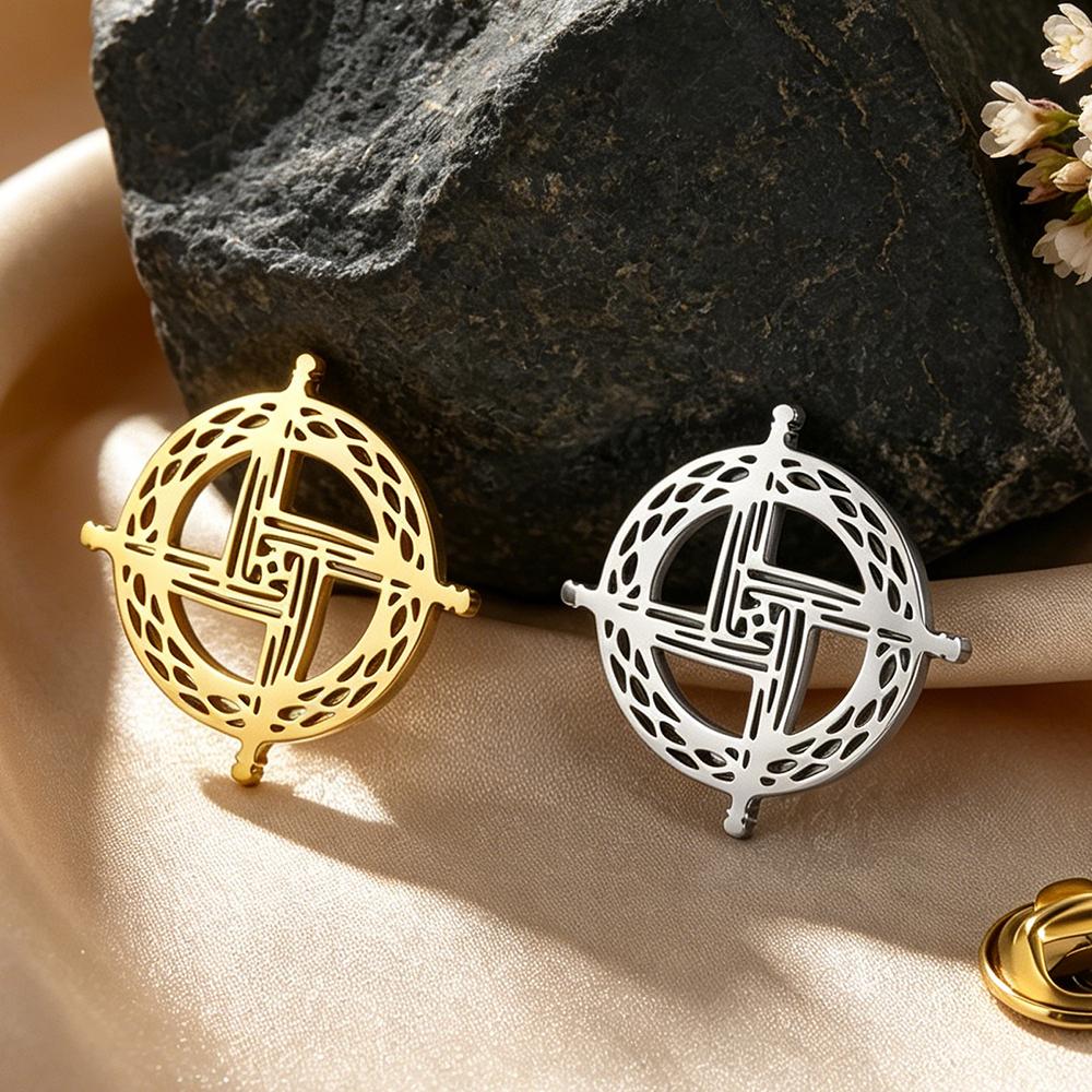 Dawapara Saint Brigid Cross Brooch Irish Amulet Religious Jewelry Celtics Lapel Pin Stainless Steel Accessories for Bag Hat