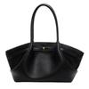 Elegant Pure Color Shoulder Bag With Stitching Details And Polyester Lining For Casual Outings