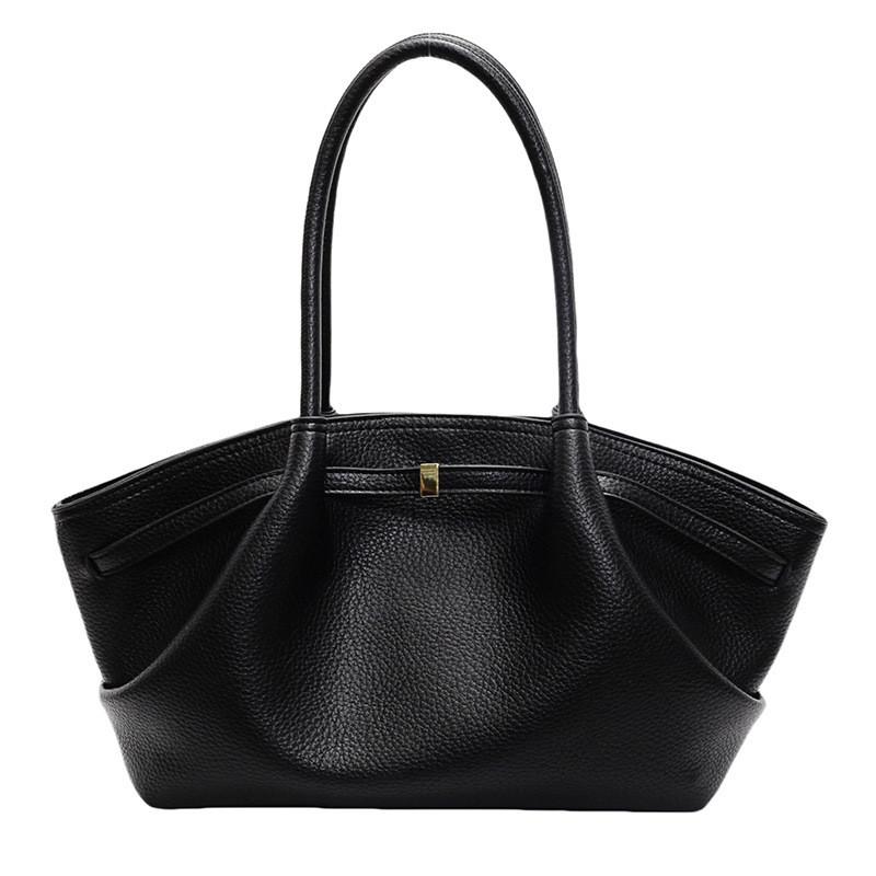Elegant Pure Color Shoulder Bag With Stitching Details And Polyester Lining For Casual Outings