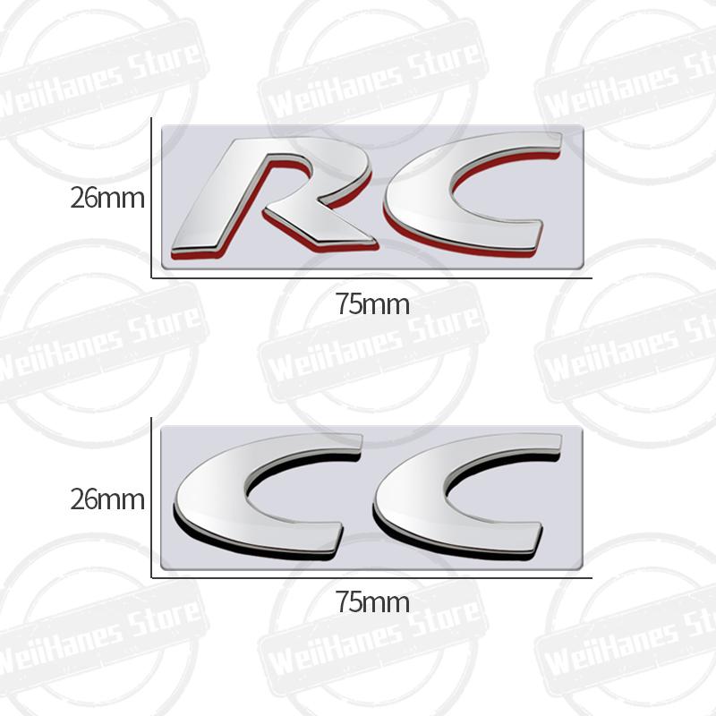 Metal 3D For RC CC Letter Logo u333 206 205 301 308 306 307 508 2008 4008 5008 RCZ Car Rear Trunk Body Sticker Accessories 333u