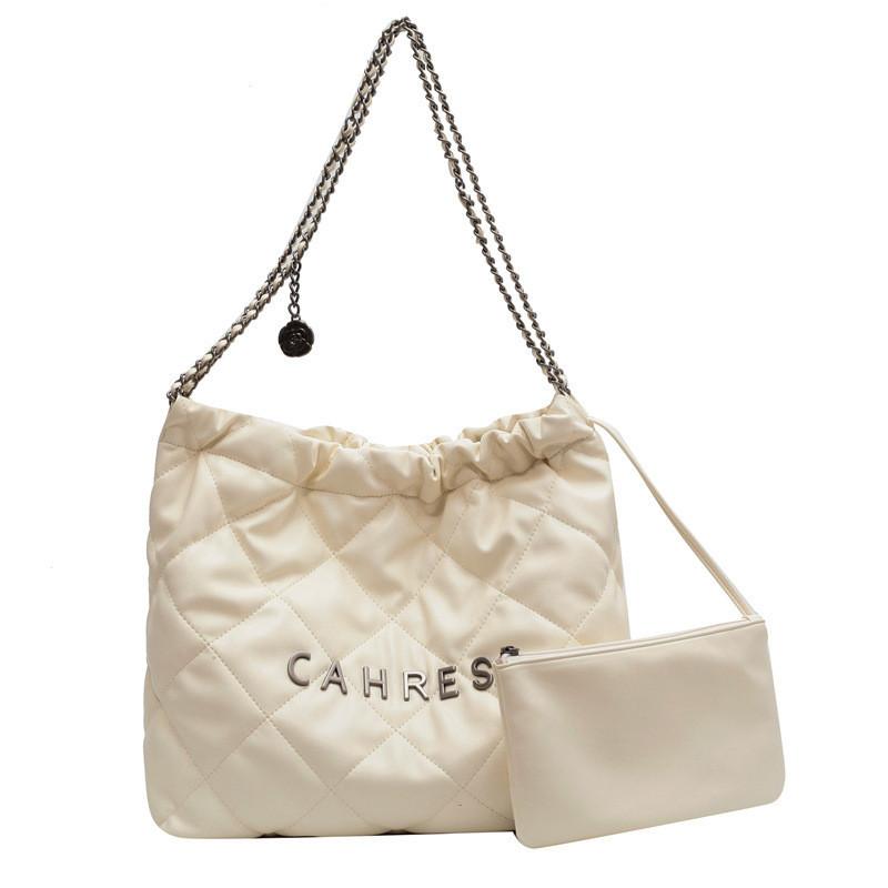 Модная Сумка на Цепочке Через Плечо Большой Вместимости для Женщин 2023 Осень Зима Новый Стиль Универсальная Подмышечная Сумка белый